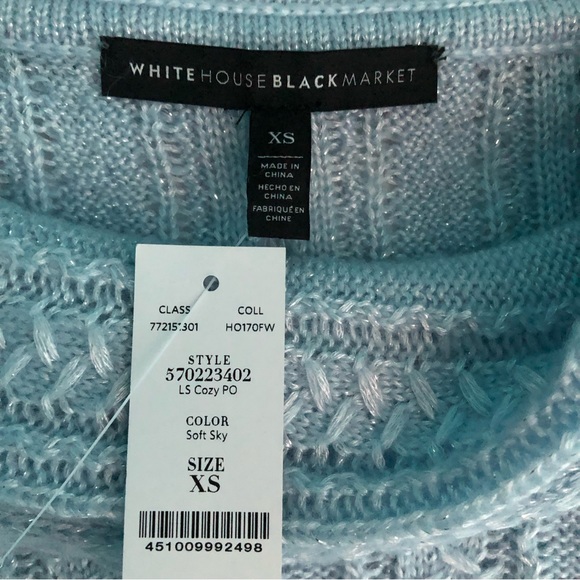 ⭐️NEW⭐️White House Black Market (WHBM) Off-The-Shoulder Cable Knit Sweater Blue - Picture 7 of 13
